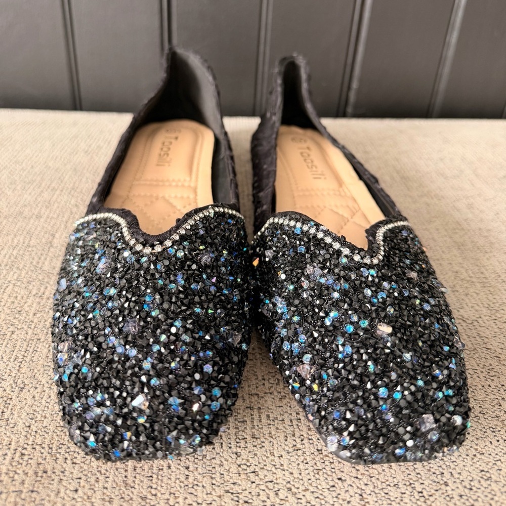 Women’s Black and Blue Beaded Flats - Picture 3 of 9